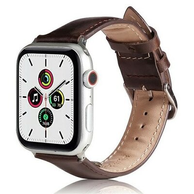 Apple Watch 1-6, SE, SE (2022) (42 / 44 mm) / Watch 7-9 (45 mm) / Watch Ultra (49 mm), szilikon pótszíj, bőrhatású, állítható, sötétbarna