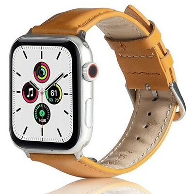 Apple Watch 1-6, SE, SE (2022) (42 / 44 mm) / Watch 7-9 (45 mm) / Watch Ultra (49 mm), szilikon pótszíj, bőrhatású, állítható, sárga