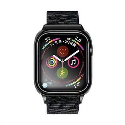 Apple Watch 4-6, SE, SE (2022) (40 mm) / Watch 7-8 (41 mm), textíl pótszíj, nylon, szilikon keret, tépőzáras, állítható, Usams, fekete