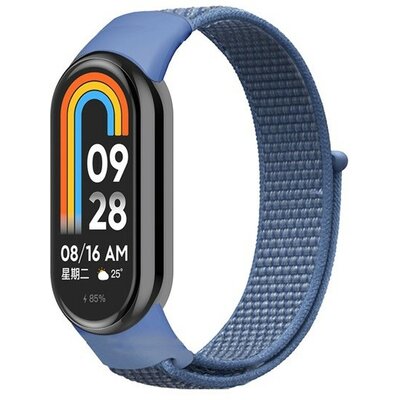 Xiaomi Mi Smart Band 8, textíl pótszíj, nylon, tépőzáras, állítható, légáteresztő, kék