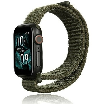 Apple Watch 1-6, SE, SE (2022) (42 / 44 mm) / Watch 7-8 (45 mm) / Watch Ultra (49 mm), textíl pótszíj, nylon, tépőzáras, állítható, légáteresztő, sötétzöld