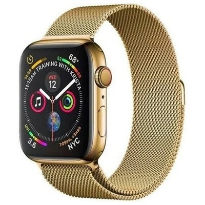 Apple Watch 7-8 (45 mm), fém pótszíj, mágneses zár, milánói stílus, arany