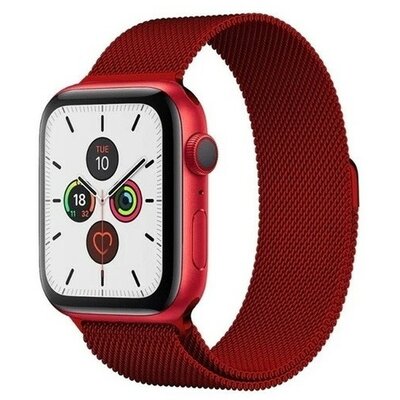 Apple Watch 7-8 (41 mm), fém pótszíj, mágneses zár, milánói stílus, piros