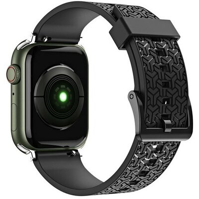 Apple Watch 1-6, SE, SE (2022) (42 / 44 mm) / Watch 7-8 (45 mm) / Watch Ultra (49 mm), szilikon pótszíj, állítható, 3D minta, fekete