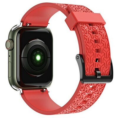 Apple Watch 1-6, SE, SE (2022) (38 / 40 mm) / Watch 7-8 (41 mm), szilikon pótszíj, állítható, 3D minta, piros