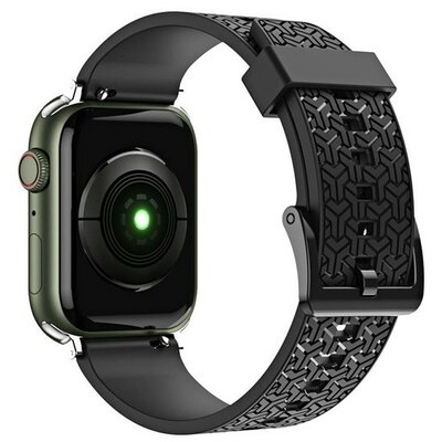 Apple Watch 1-6, SE, SE (2022) (38 / 40 mm) / Watch 7-8 (41 mm), szilikon pótszíj, állítható, 3D minta, fekete