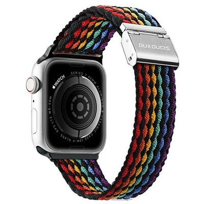 Apple Watch 1-6, SE, SE (2022) (42 / 44 mm) / Watch 7-8 (45 mm) / Watch Ultra (49 mm), textíl pótszíj, állítható, sötét színű csíkos minta, Dux Ducis Mixture, mintás