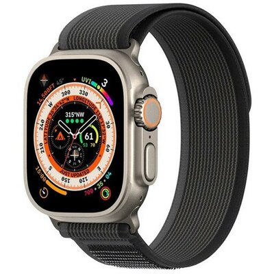 Apple Watch 1-6, SE, SE (2022) (42 / 44 mm) / Watch 7-8 (45 mm) / Watch Ultra (49 mm), textíl pótszíj, állítható, Dux Ducis YJ, fekete/sötétszürke