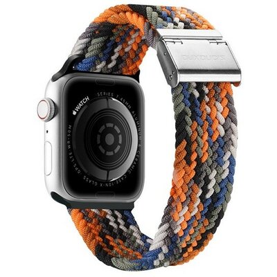 Apple Watch 1-6, SE, SE (2022) (38 / 40 mm) / Watch 7-8 (41 mm), textíl pótszíj, állítható, terep minta, Dux Ducis Mixture, mintás/narancssárga