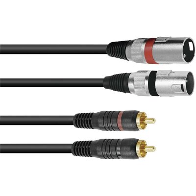 Omnitronic 3022522E XLR Átalakító kábel [2x XLR dugó, 3 pólusú - 2x RCA dugó] 6.00 m Fekete