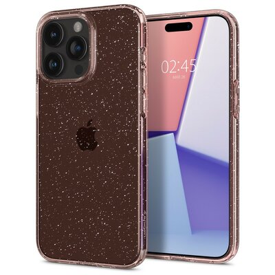 Apple iPhone 15 Pro, Szilikon tok, Spigen Liquid Crystal Glitter, átlátszó/vörösarany