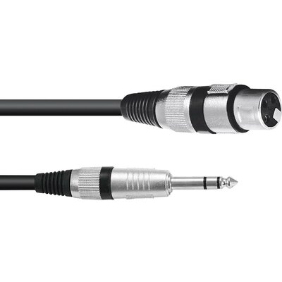 Omnitronic 30225195 XLR Átalakító kábel [1x XLR dugó, 3 pólusú - 1x Jack dugó, 6,3 mm-es (sztereo)] 0.90 m Fekete