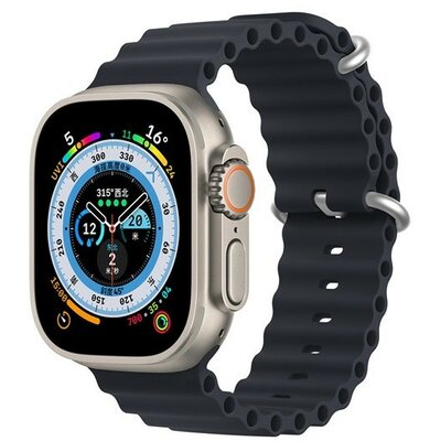 Apple Watch 1-6, SE, SE (2022) (42 / 44 mm) / Watch 7-8 (45 mm), szilikon pótszíj, állítható, hullámos kialakítás, Dux Ducis, sötétszürke