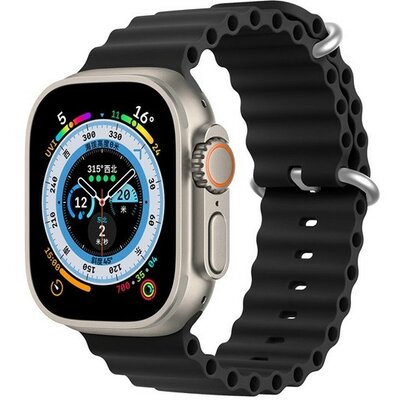 Apple Watch 1-6, SE, SE (2022) (38 / 40 mm) / Watch 7-8 (41 mm), szilikon pótszíj, állítható, hullámos kialakítás, Dux Ducis, fekete