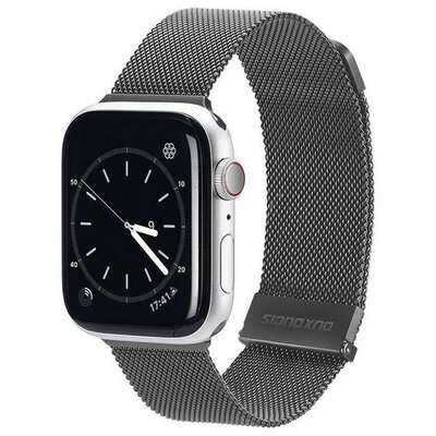 Apple Watch 1-6, SE, SE (2022) (42 / 44 mm) / Watch 7-8 (45 mm) / Watch Ultra (49 mm), fém pótszíj, mágneses zár, milánói stílus, Dux Ducis Milanese, szürke