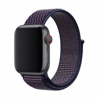 Apple Watch 1-6, SE (38 / 40 mm) / Watch 7-8 (41 mm), textíl pótszíj, szilikon keret, állítható, Devia Delux Sport3, indigókék