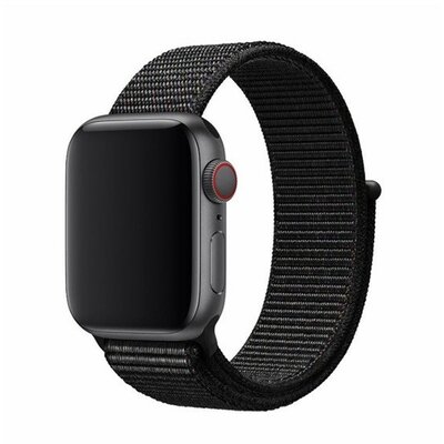 Apple Watch 1-6, SE (38 / 40 mm) / Watch 7-8 (41 mm), textíl pótszíj, szilikon keret, állítható, Devia Delux Sport3, fekete