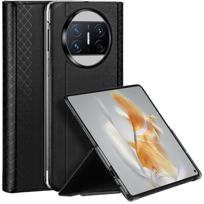 Huawei Mate X3, Oldalra nyíló tok, bőr hátlap, stand, Dux Ducis Bril, fekete