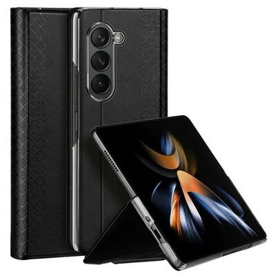 Samsung Galaxy Z Fold5 SM-F946B, Oldalra nyíló tok, bőr hátlap, stand, Dux Ducis Bril, fekete