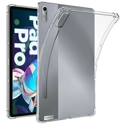 Lenovo Tab P11 Pro (11.2) (2. generáció) TB-132FU, Szilikon tok, közepesen ütésálló, légpárnás sarok, érintőceruza tartóval, átlátszó