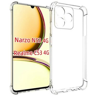 Realme C53 / Narzo N53, Szilikon tok, közepesen ütésálló, légpárnás sarok, átlátszó