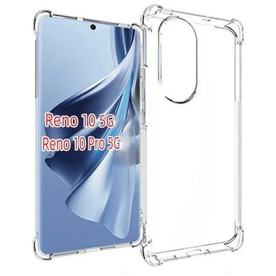 Oppo Reno10 / Reno10 Pro, Szilikon tok, közepesen ütésálló, légpárnás sarok, átlátszó