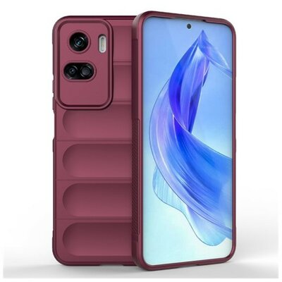 Huawei Honor 90 Lite, Szilikon tok, közepesen ütésálló, 3D minta, bordó