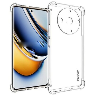 Realme 11 Pro / 11 Pro Plus, Szilikon tok, közepesen ütésálló, légpárnás sarok, Enkay, átlátszó