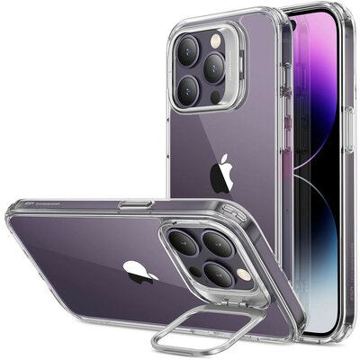 Apple iPhone 14 Pro, Szilikon tok, közepesen ütésálló, légpárnás sarok, kitámasztóval, ESR Classic Hybrid Stash Stand, átlátszó