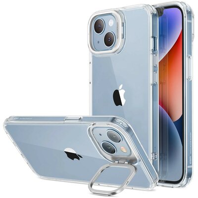 Apple iPhone 13 / 14, Szilikon tok, közepesen ütésálló, légpárnás sarok, kitámasztóval, ESR Classic Hybrid Stash Stand, átlátszó