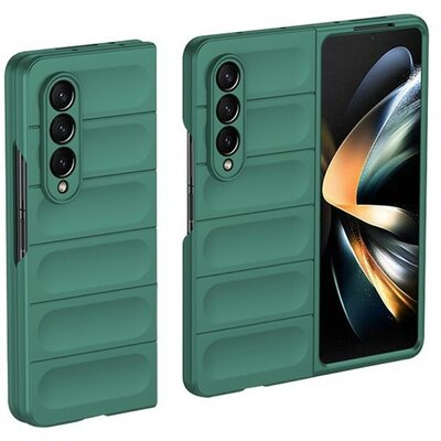 Samsung Galaxy Z Fold4 5G SM-F936B, Műanyag hátlap védőtok, közepesen ütésálló, 3D minta, sötétzöld