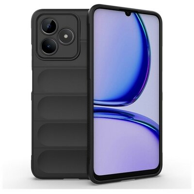 Realme C53 / Narzo N53, Szilikon tok, közepesen ütésálló, 3D minta, fekete