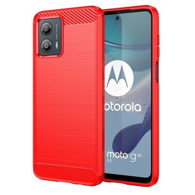 Motorola Moto G53, Szilikon tok, közepesen ütésálló, szálcsiszolt, karbon minta, piros