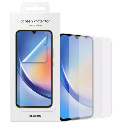 Samsung Galaxy A34 5G SM-A346B, Kijelzővédő fólia (az íves részre nem hajlik rá!), Clear Prémium, gyári, 2 db / csomag