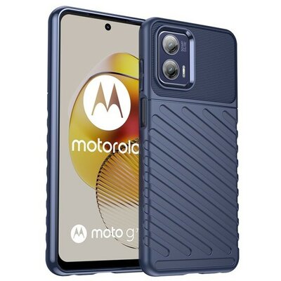 Motorola Moto G73 5G, Szilikon tok, közepesen ütésálló, domború csíkos minta, sötétkék