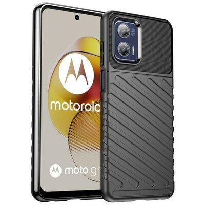 Motorola Moto G73 5G, Szilikon tok, közepesen ütésálló, domború csíkos minta, fekete