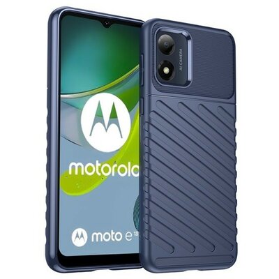 Motorola Moto E13, Szilikon tok, közepesen ütésálló, domború csíkos minta, sötétkék