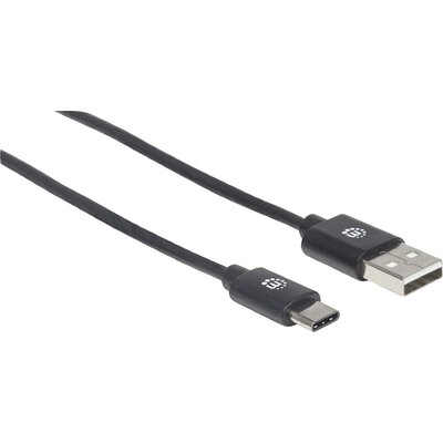 Manhattan USB kábel USB 2.0 USB-A dugó, USB-C® dugó 3.00 m Fekete 354936