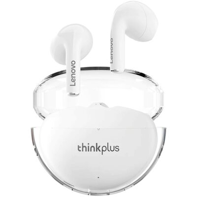 Bluetooth sztereó fülhallgató, v5.3, TWS, töltőtok, érintés vezérlés, zajszűrővel, Lenovo ThinkPlus LP80 Pro, fehér, gyári