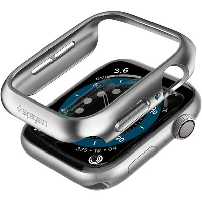 Apple Watch 4-6, SE (44mm), Műanyag védőkeret, szíj nélkül, Spigen Thin Fit, szürke