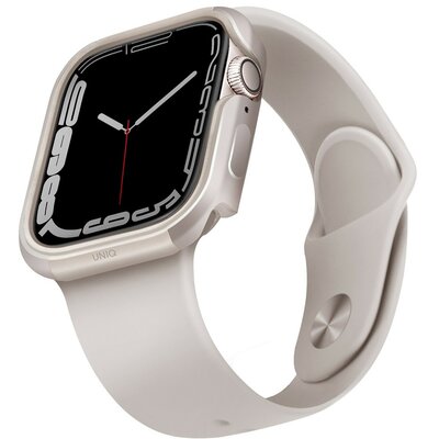 Apple Watch 1-6, SE (44 mm) / Watch 7-8 (45 mm), Fém védőkeret, alumínium, szíj nélkül, Uniq Valencia, csillagfény