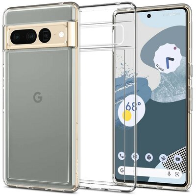 Google Pixel 7 Pro, Műanyag hátlap védőtok + szilikon keret, Spigen Ultra Hybrid, átlátszó