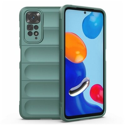 Xiaomi Redmi Note 11 / Note 11S, Szilikon tok, közepesen ütésálló, 3D minta, sötétzöld