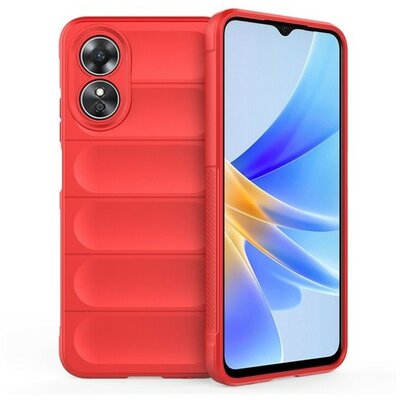 Oppo A17, Szilikon tok, közepesen ütésálló, 3D minta, piros