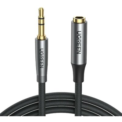 Audió adapter kábel, 3,5 mm jack dugó, 3,5 mm jack aljzat, 100 cm, UGreen, szürke