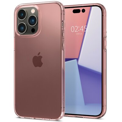 Apple iPhone 14 Pro, Szilikon tok, Spigen Crystal Flex, átlátszó/vörösarany