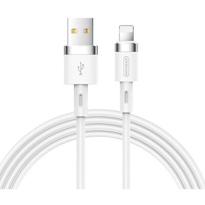 USB töltő- és adatkábel, Lightning, 120 cm, 2400 mA, törésgátlóval, gyorstöltés, Joyroom Liquid Silicone N2, S-1224N2, fehér