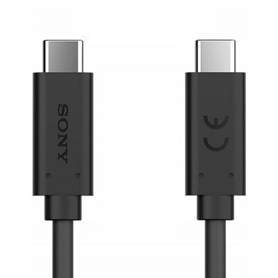 USB Type-C töltő- és adatkábel, USB Type-C, 100 cm, 5000 mA, gyorstöltés, Sony, fekete, gyári, UCB24