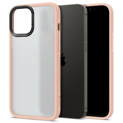 Apple iPhone 12 Pro Max, Szilikon védőkeret + műanyag hátlap, közepesen ütésálló, Spigen Ciel Cyril Color Brick, áttetsző/rózsaszín