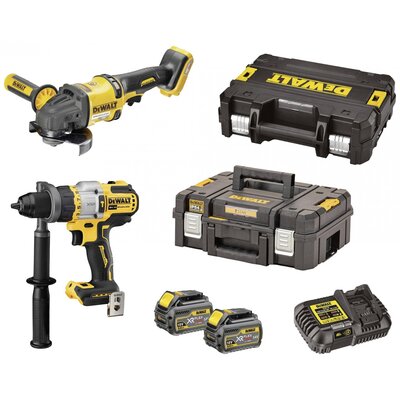 DEWALT DCK2016T2T-QW DCK2016T2T-QW Szerszámkészlet Akkus ütve fúrócsavarozó, Akkus sarokcsiszoló, Akku, Akkutöltő készülék 7 részes